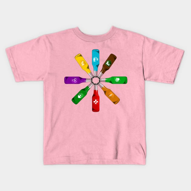 Zombie 8 Perk Pinwheel on Soft Pink Kids T-Shirt by LANStudios